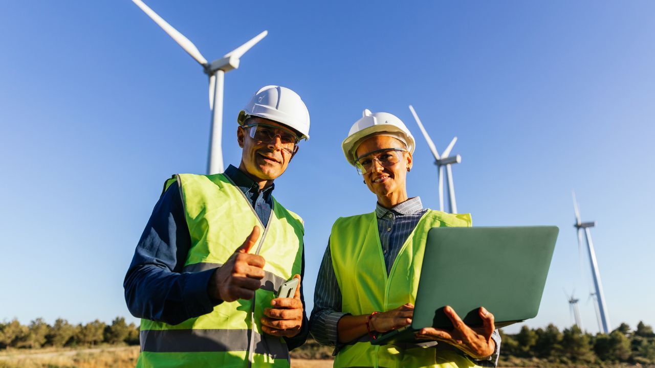Equipo de ingeniería de Secuoya revisando un proyecto de energía renovable